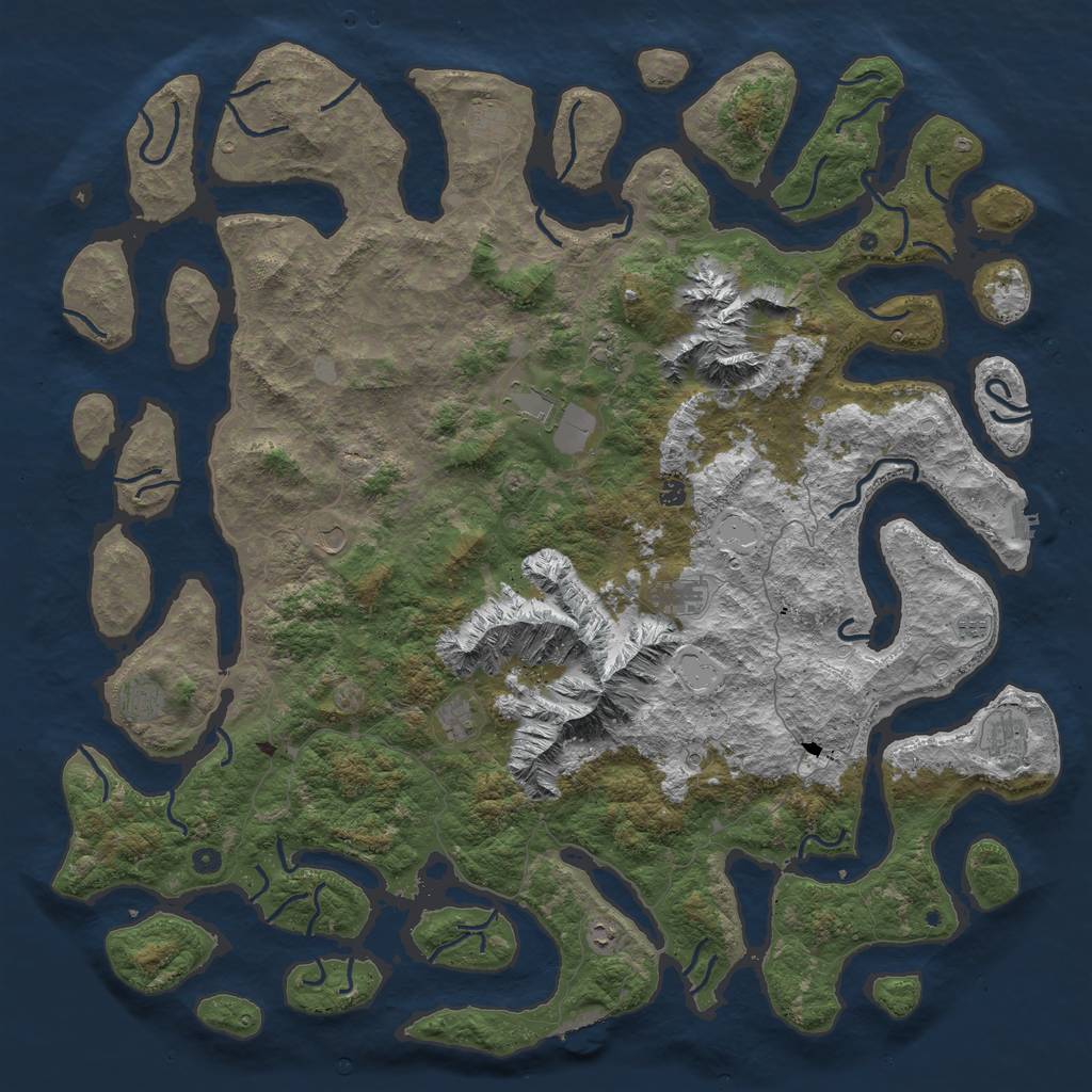 Rust Map: Procedural Map, Size: 6000, Seed: 6677, 19 Monuments