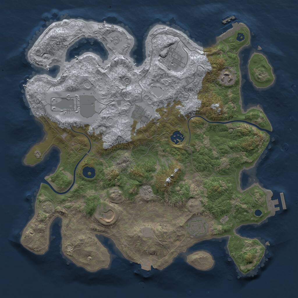 Rust Map: Procedural Map, Size: 3550, Seed: 458956, 14 Monuments
