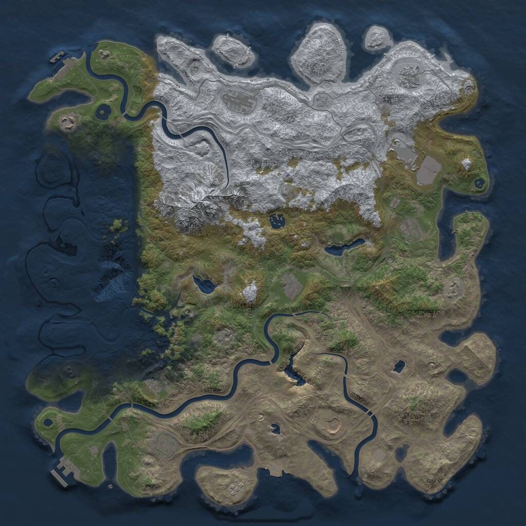 Rust Map: Procedural Map, Size: 5000, Seed: 437856, 17 Monuments