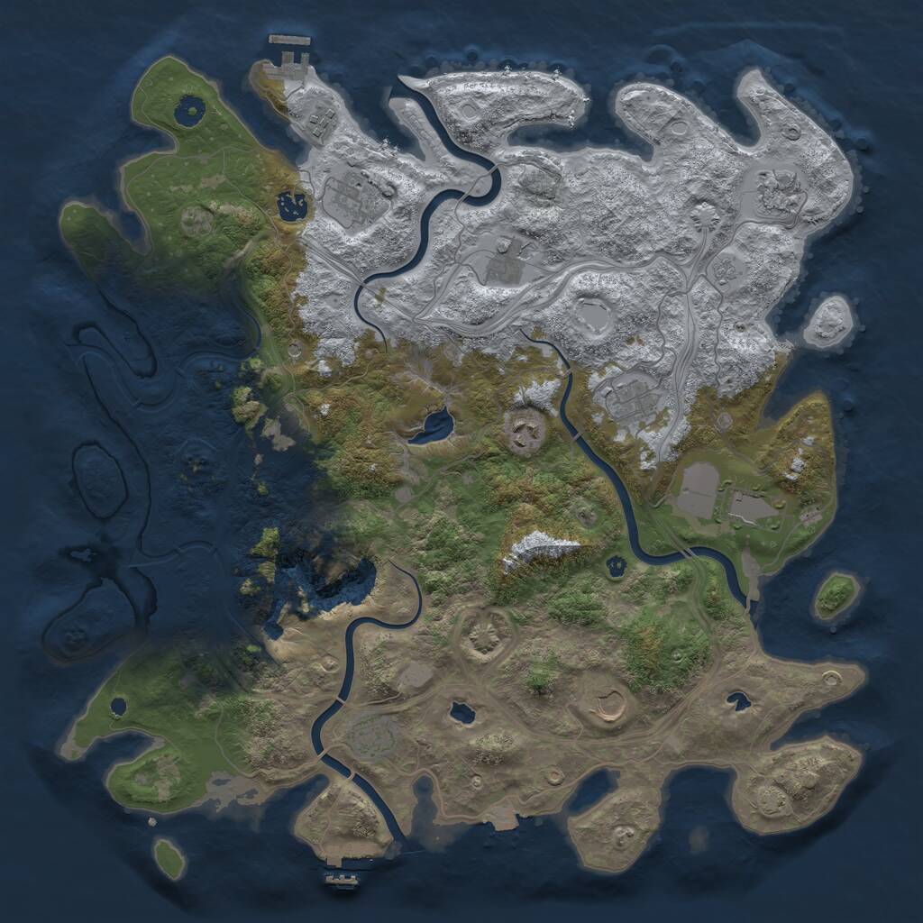 Rust Map: Procedural Map, Size: 4500, Seed: 5549168, 17 Monuments