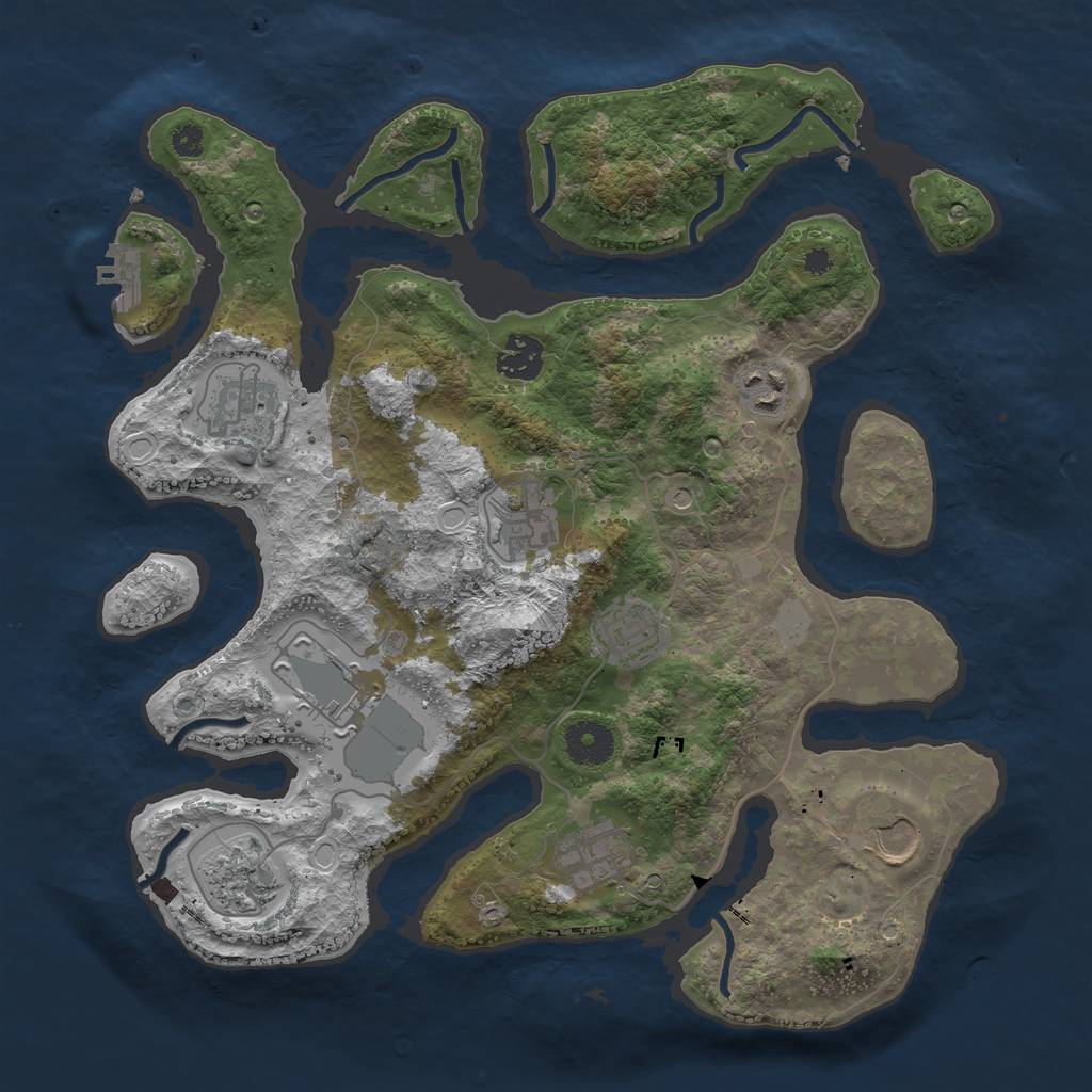 Rust Map: Procedural Map, Size: 3500, Seed: 2784850, 16 Monuments