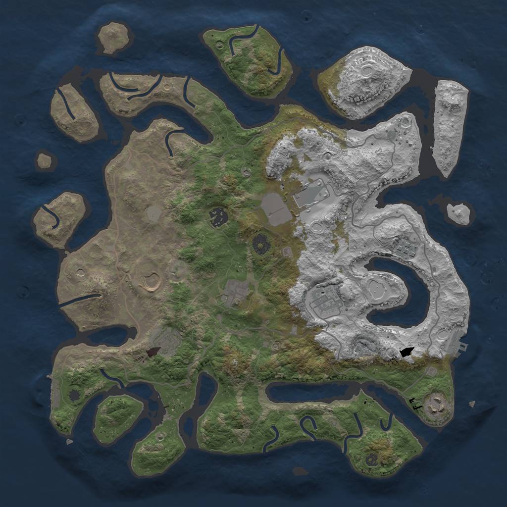 Rust Map: Procedural Map, Size: 4000, Seed: 163570, 16 Monuments