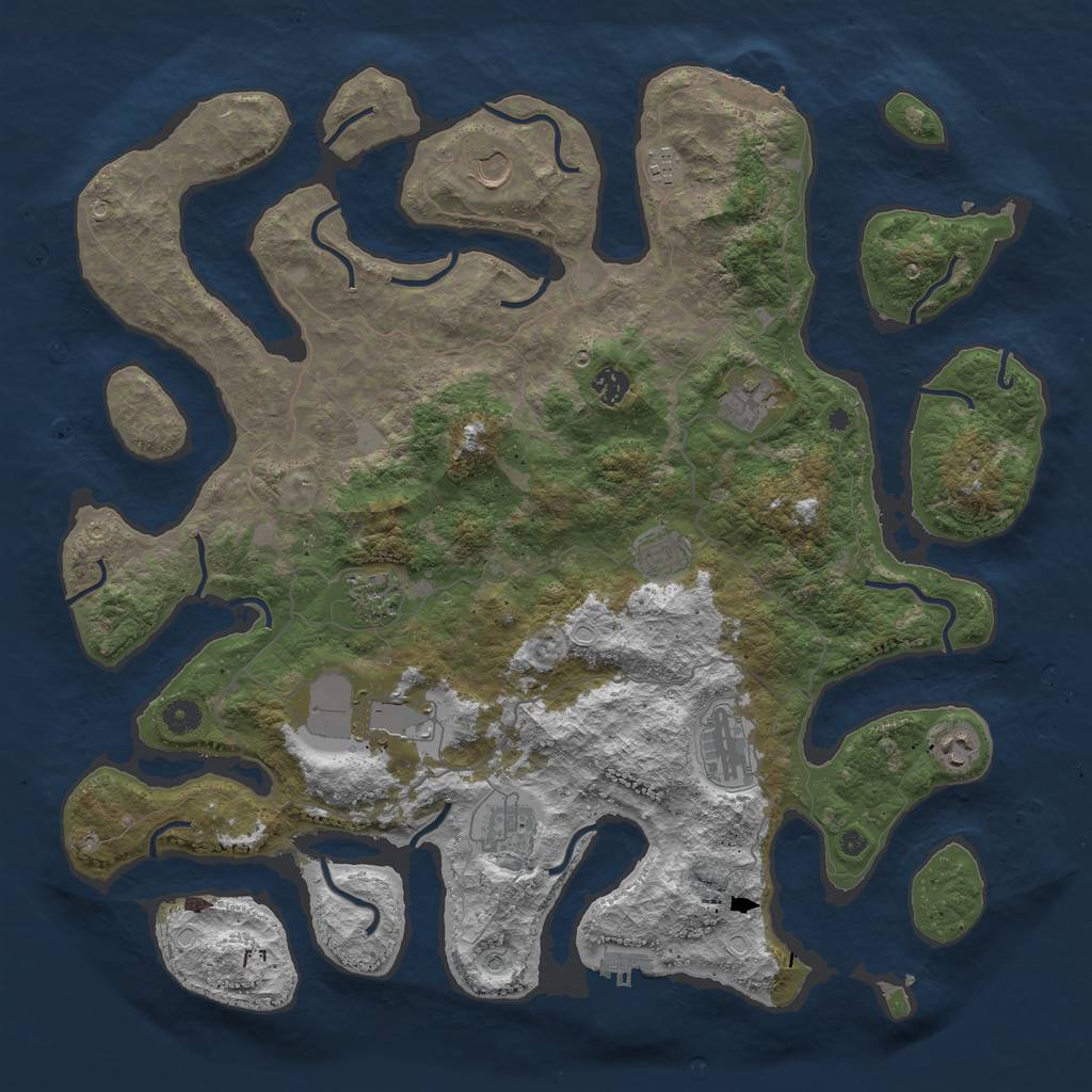 Rust Map: Procedural Map, Size: 4500, Seed: 32301, 18 Monuments