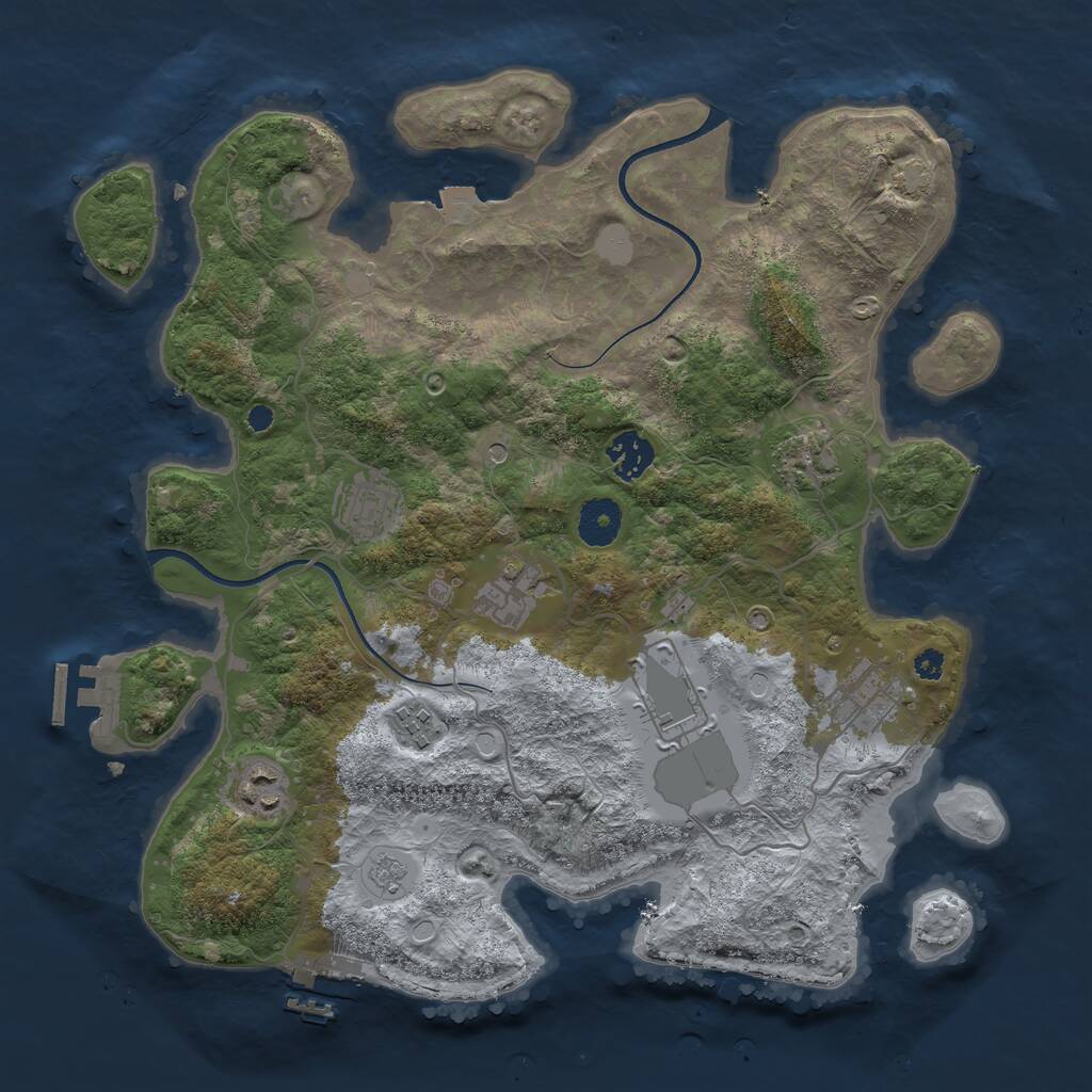Rust Map: Procedural Map, Size: 3550, Seed: 378458, 14 Monuments