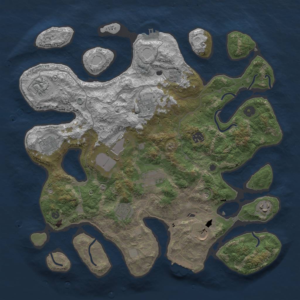 Rust Map: Procedural Map, Size: 4000, Seed: 720249, 18 Monuments