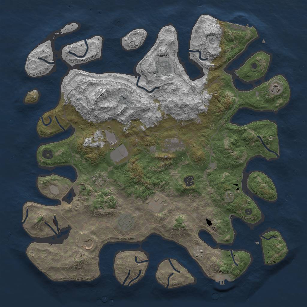 Rust Map: Procedural Map, Size: 4500, Seed: 5434353, 18 Monuments