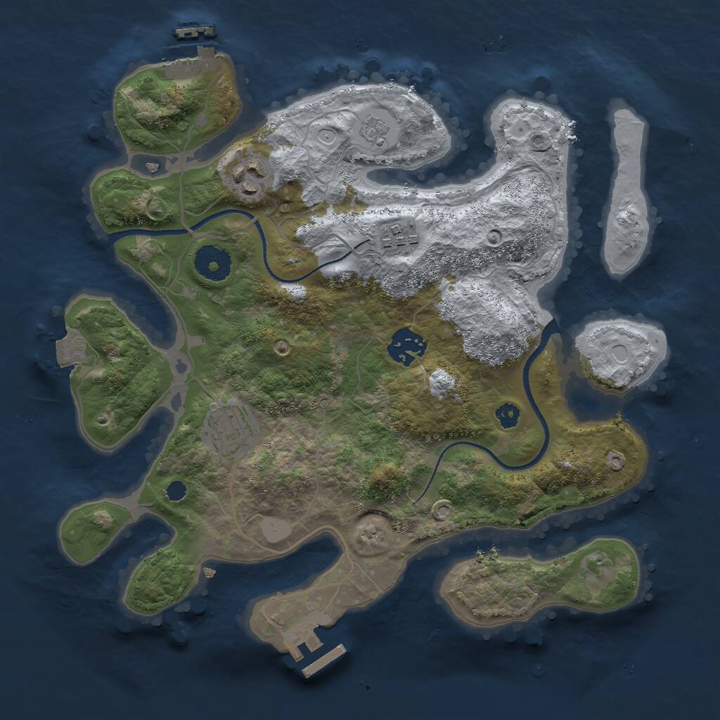 Rust Map: Procedural Map, Size: 3000, Seed: 129, 8 Monuments