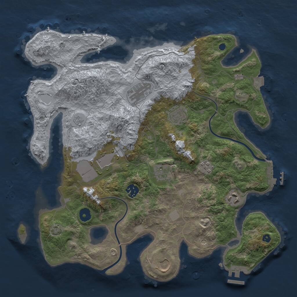 Rust Map: Procedural Map, Size: 3550, Seed: 660320, 14 Monuments