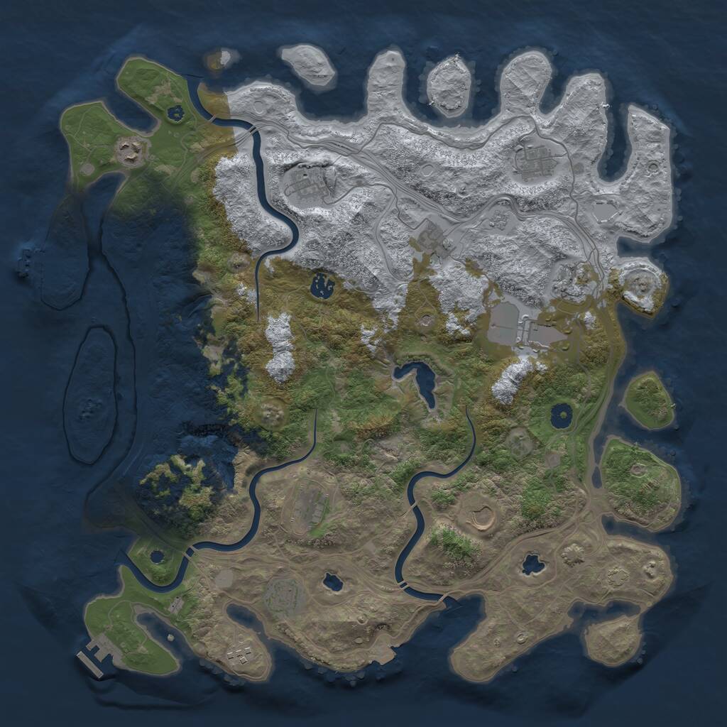 Rust Map: Procedural Map, Size: 4500, Seed: 437608, 17 Monuments