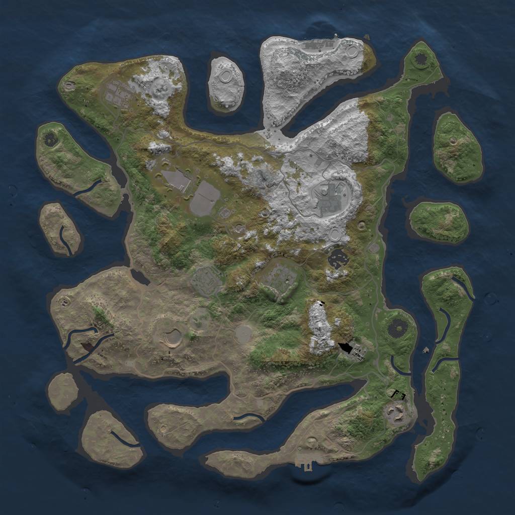 Rust Map: Procedural Map, Size: 4000, Seed: 42725, 17 Monuments