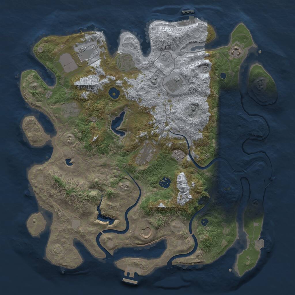 Rust Map: Procedural Map, Size: 4000, Seed: 42725, 15 Monuments