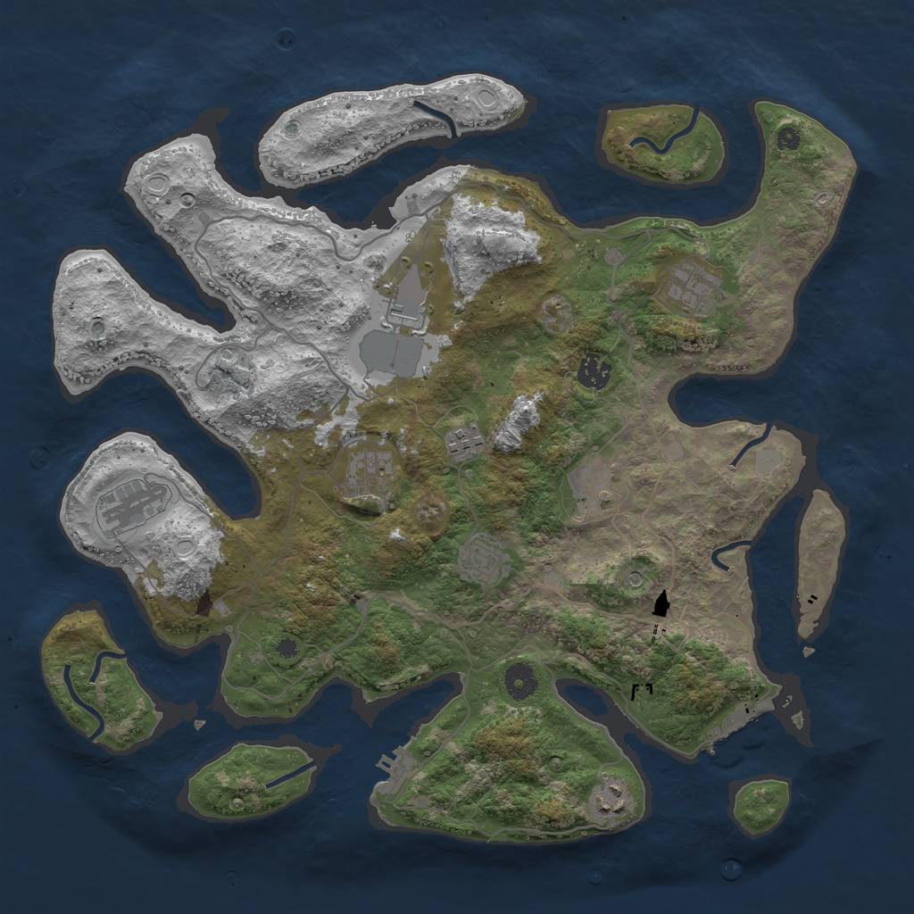 Rust Map: Procedural Map, Size: 4000, Seed: 845457764, 17 Monuments