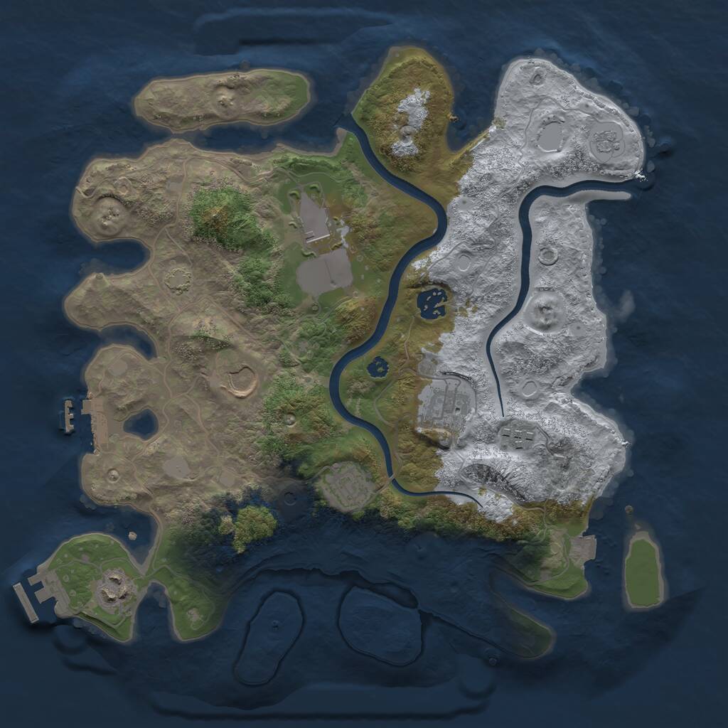 Rust Map: Procedural Map, Size: 3500, Seed: 1101774315, 13 Monuments