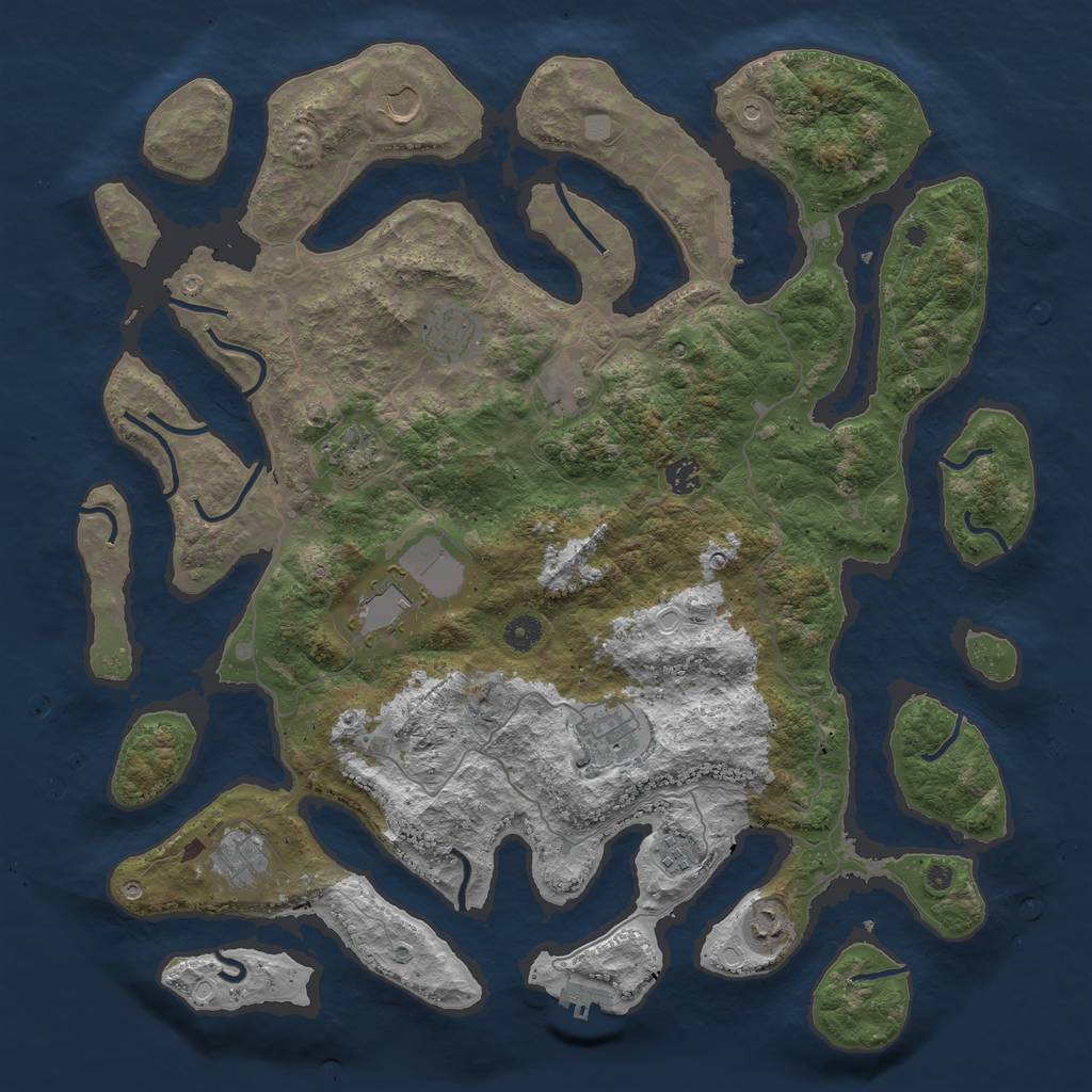 Rust Map: Procedural Map, Size: 4500, Seed: 105044251, 18 Monuments