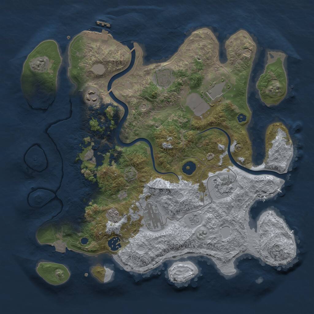 Rust Map: Procedural Map, Size: 3550, Seed: 838433, 13 Monuments