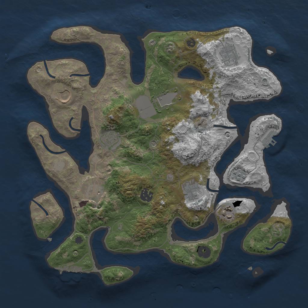 Rust Map: Procedural Map, Size: 3550, Seed: 127496, 17 Monuments