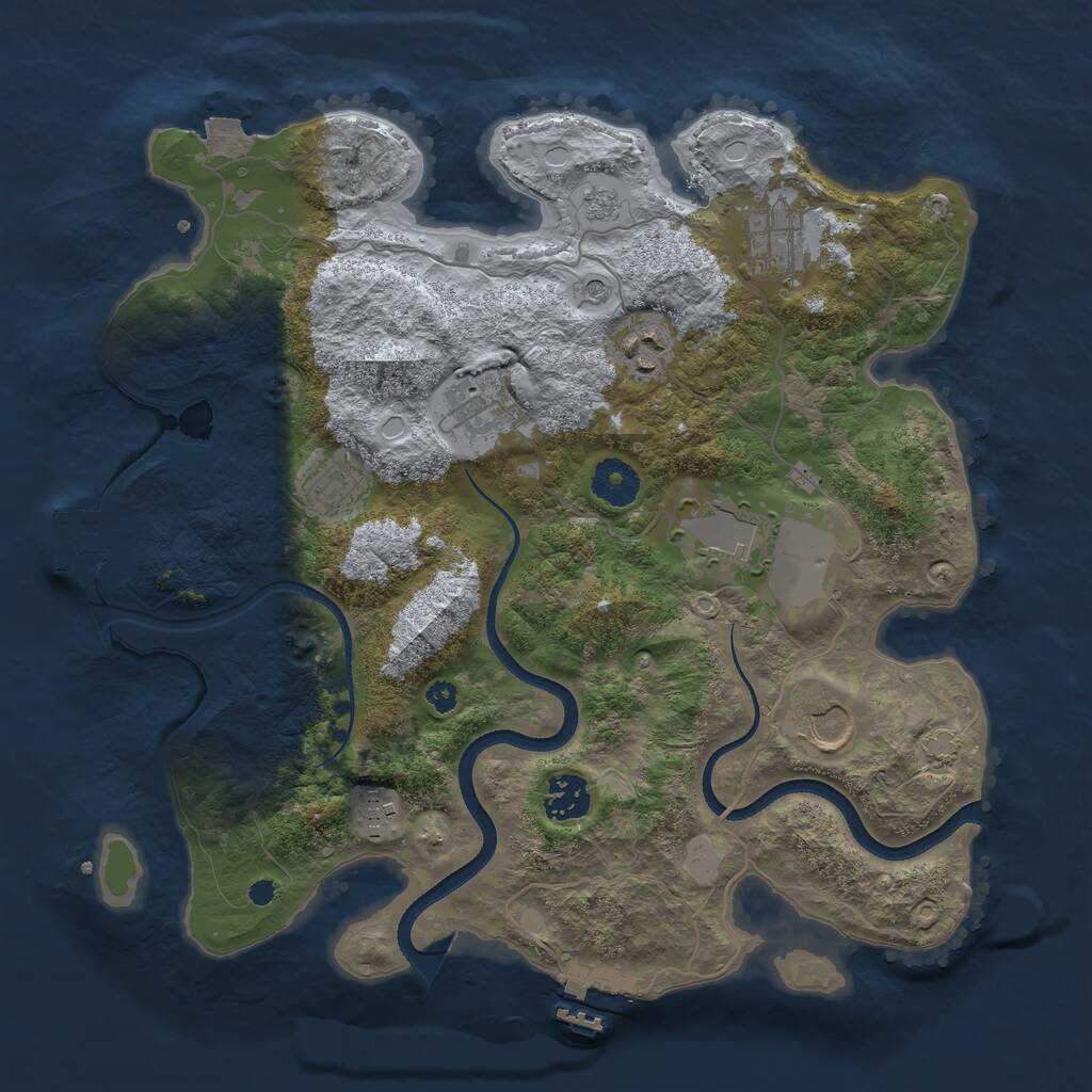 Rust Map: Procedural Map, Size: 3500, Seed: 270226521, 14 Monuments
