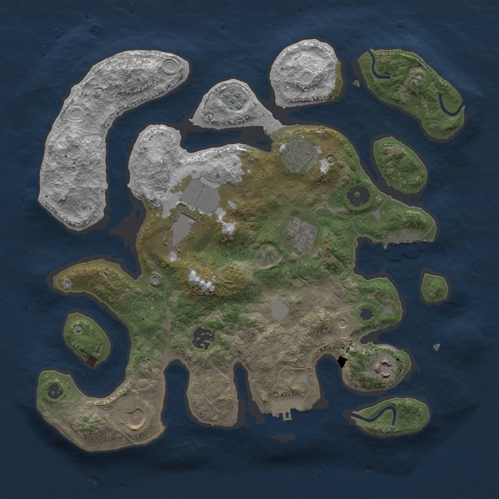 Rust Map: Procedural Map, Size: 3500, Seed: 2036420, 15 Monuments