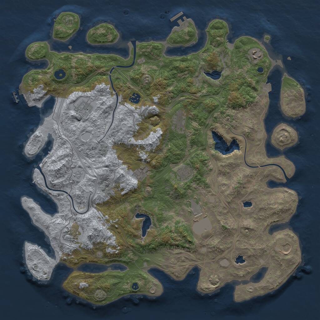 Rust Map: Procedural Map, Size: 4500, Seed: 5828537, 16 Monuments