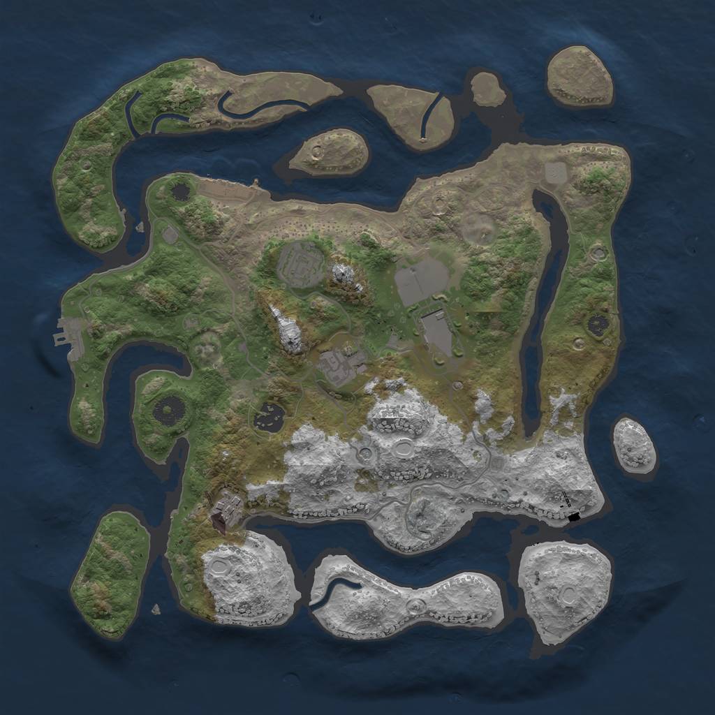 Rust Map: Procedural Map, Size: 3550, Seed: 886437, 13 Monuments