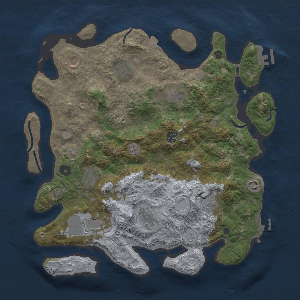 Rust Map: Procedural Map, Size: 4000, Seed: 105044251, 19 Monuments