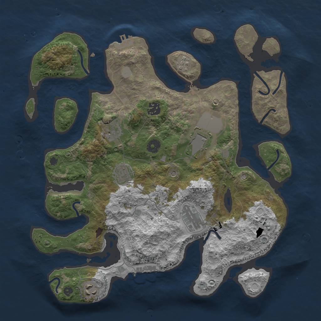 Rust Map: Procedural Map, Size: 3550, Seed: 879224, 15 Monuments