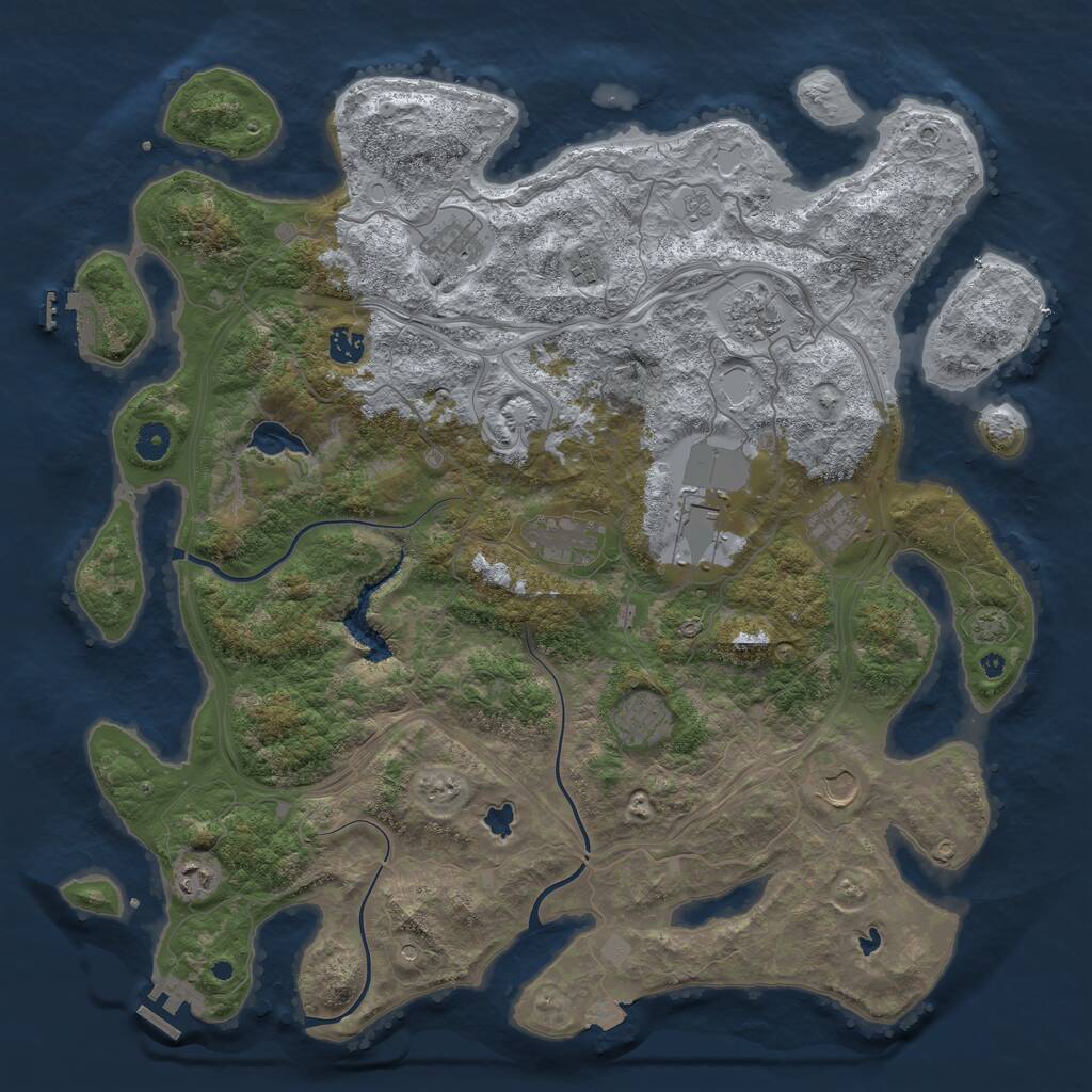 Rust Map: Procedural Map, Size: 4500, Seed: 4790447, 16 Monuments