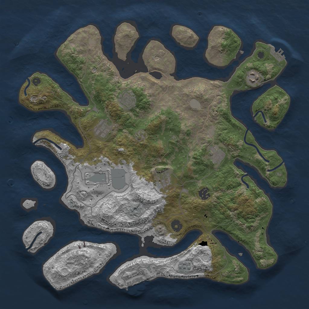 Rust Map: Procedural Map, Size: 4000, Seed: 191131, 16 Monuments