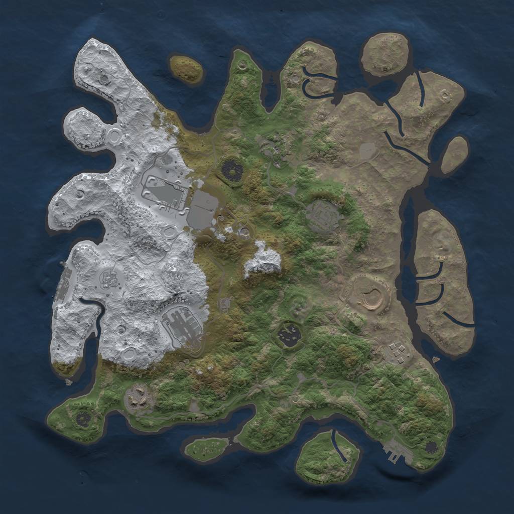Rust Map: Procedural Map, Size: 3550, Seed: 921001, 17 Monuments