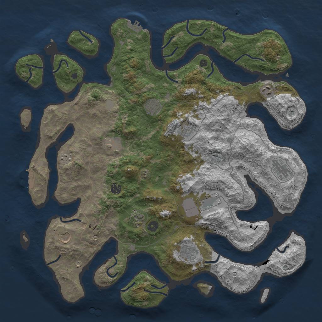 Rust Map: Procedural Map, Size: 4500, Seed: 4768650, 19 Monuments