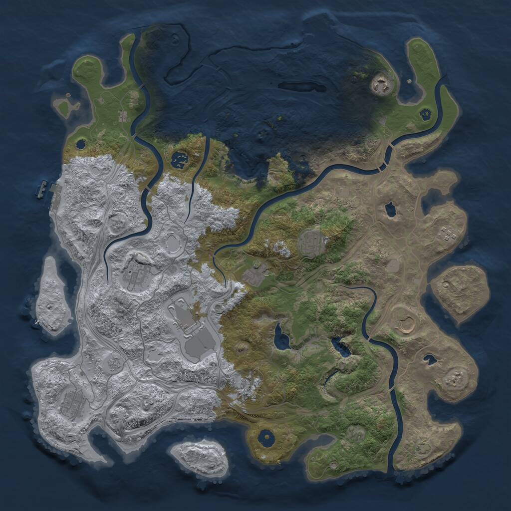 Rust Map: Procedural Map, Size: 4500, Seed: 4237369, 16 Monuments