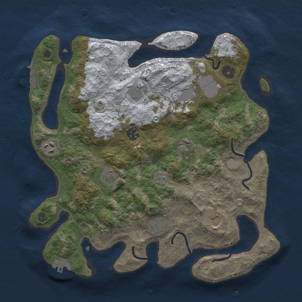 Rust Map: Procedural Map, Size: 3500, Seed: 3976944, 18 Monuments