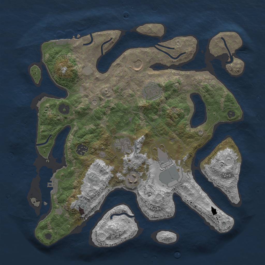 Rust Map: Procedural Map, Size: 3550, Seed: 76237, 15 Monuments