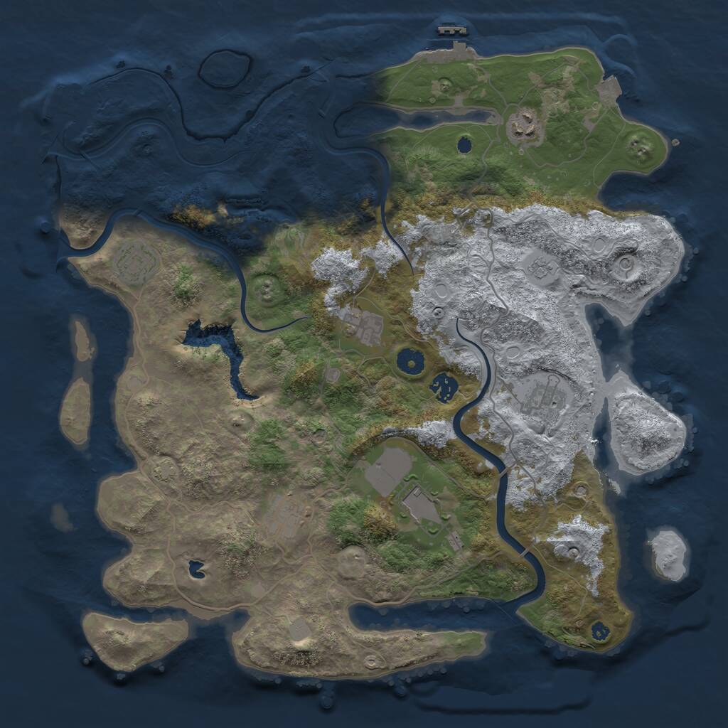 Rust Map: Procedural Map, Size: 4000, Seed: 697370, 13 Monuments