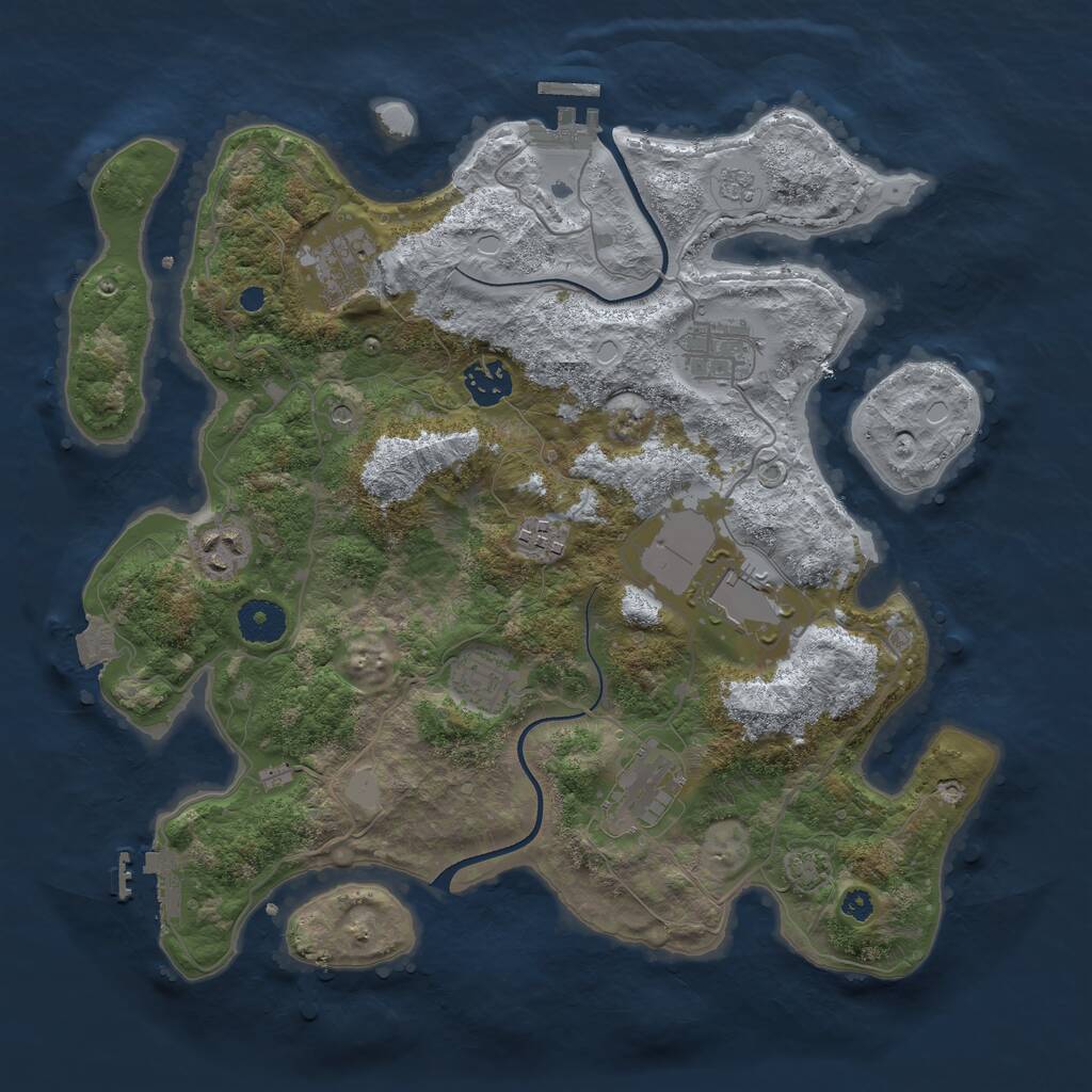 Rust Map: Procedural Map, Size: 3550, Seed: 819885, 14 Monuments