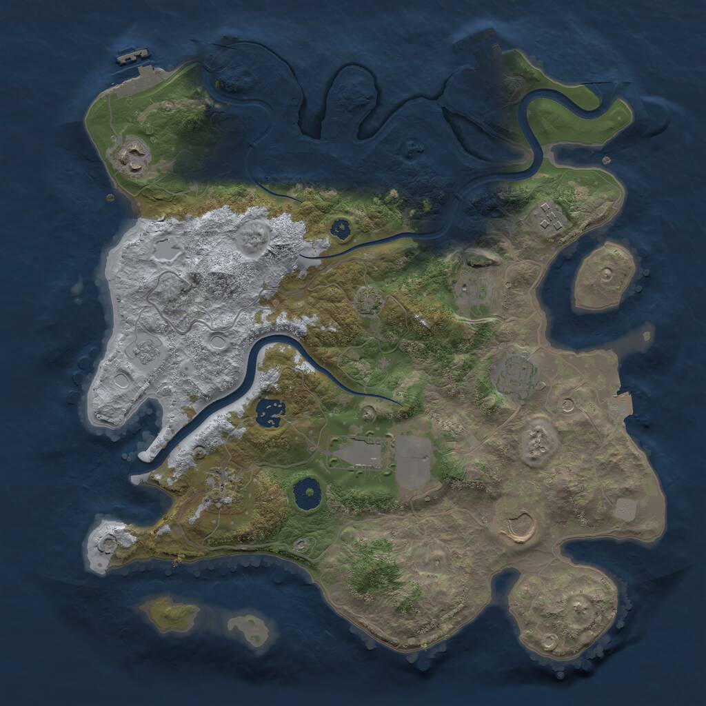 Rust Map: Procedural Map, Size: 3550, Seed: 634468, 14 Monuments