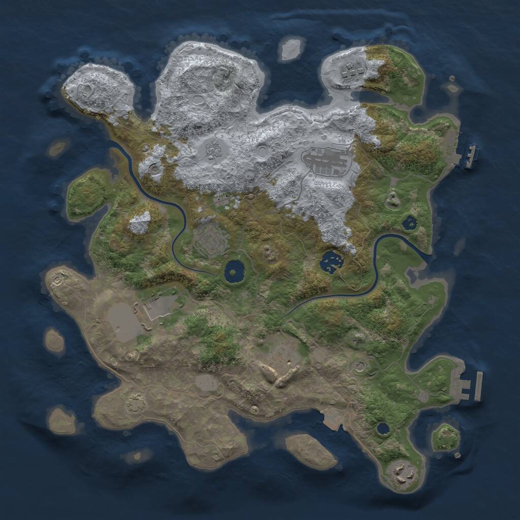 Rust Map: Procedural Map, Size: 3550, Seed: 93187, 13 Monuments