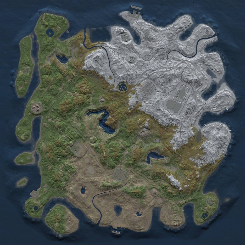 Rust Map: Procedural Map, Size: 4500, Seed: 1185126, 14 Monuments