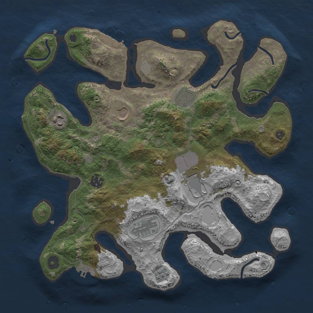 Rust Map: Procedural Map, Size: 3550, Seed: 989241, 15 Monuments