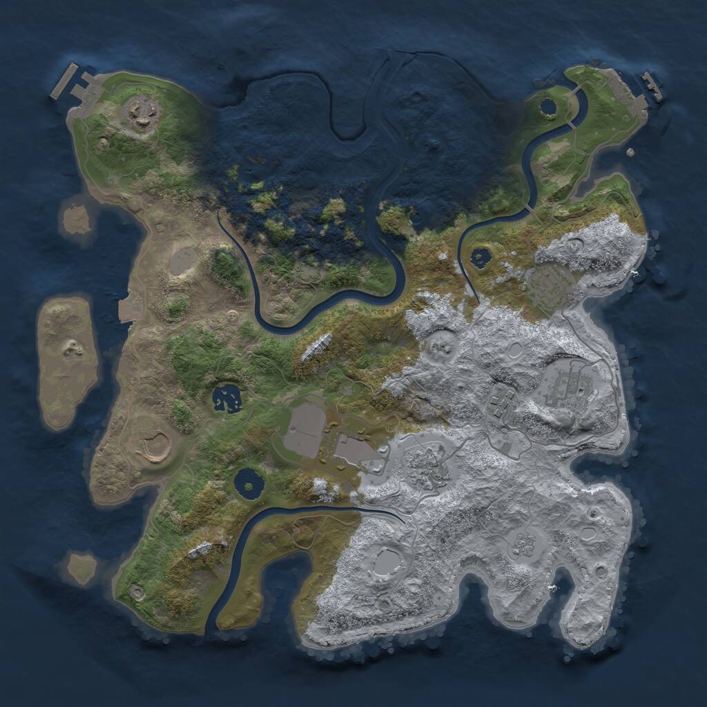 Rust Map: Procedural Map, Size: 3550, Seed: 161671, 14 Monuments