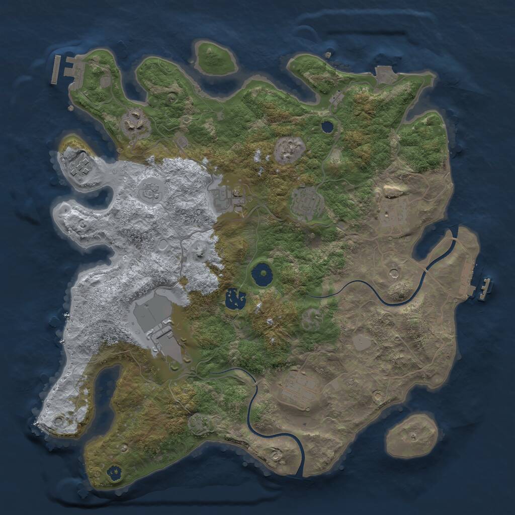 Rust Map: Procedural Map, Size: 3550, Seed: 684434, 14 Monuments