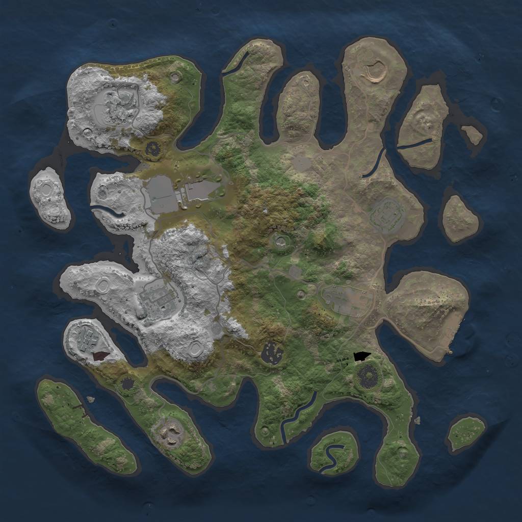 Rust Map: Procedural Map, Size: 3550, Seed: 47799, 16 Monuments