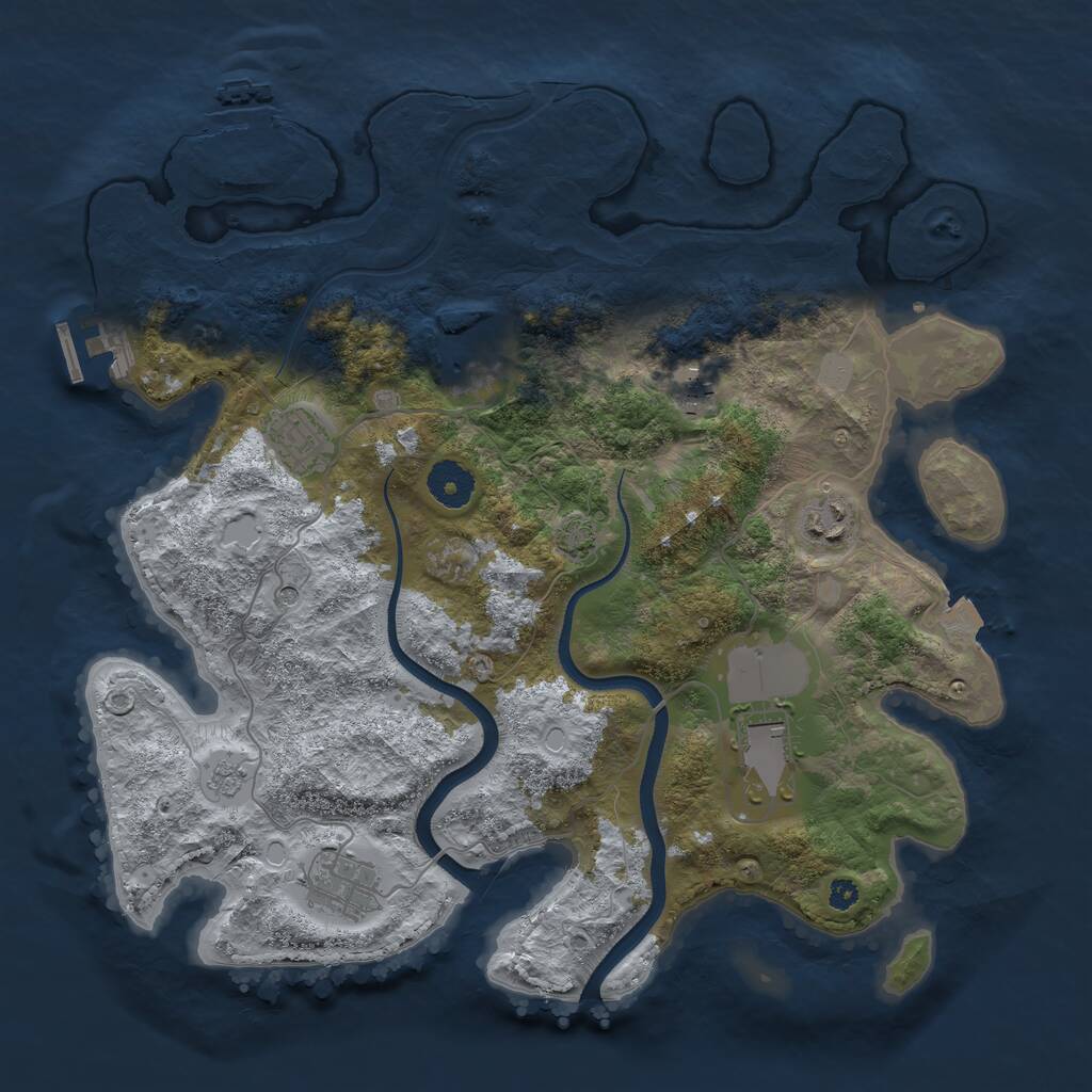 Rust Map: Procedural Map, Size: 3550, Seed: 920984, 12 Monuments