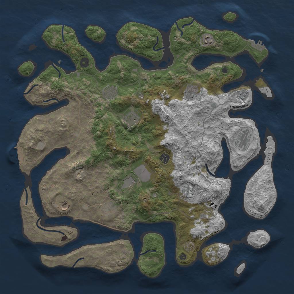 Rust Map: Procedural Map, Size: 4500, Seed: 3953369, 19 Monuments