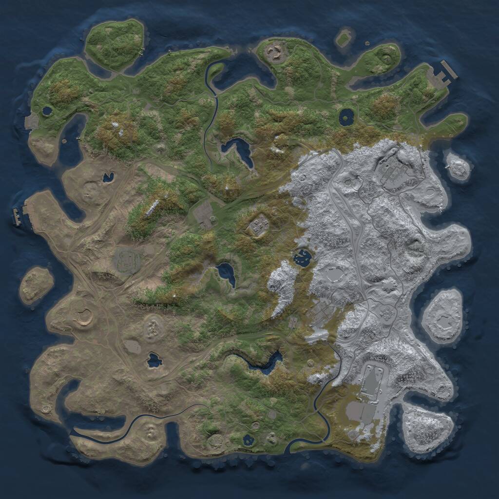 Rust Map: Procedural Map, Size: 4500, Seed: 101007449, 15 Monuments