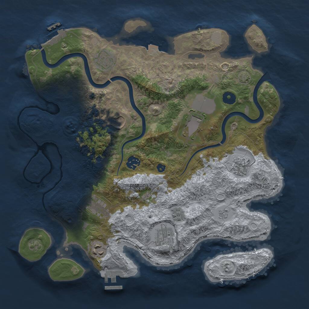 Rust Map: Procedural Map, Size: 3550, Seed: 279032, 15 Monuments