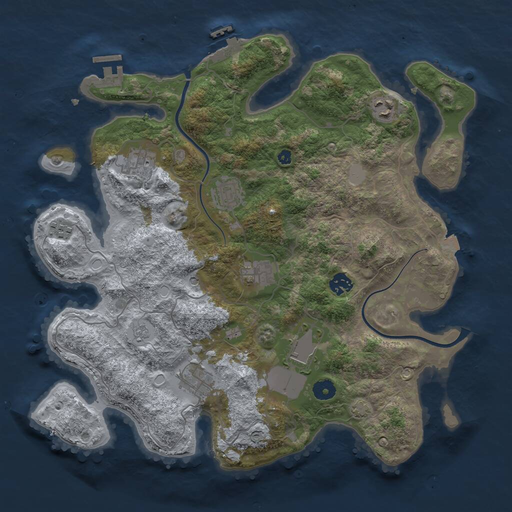 Rust Map: Procedural Map, Size: 3550, Seed: 493231, 14 Monuments