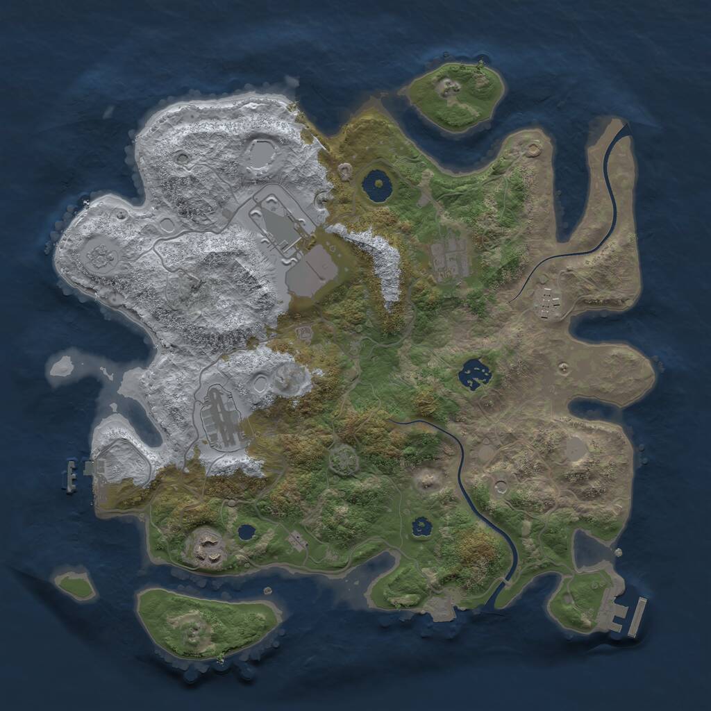 Rust Map: Procedural Map, Size: 3550, Seed: 591402, 12 Monuments