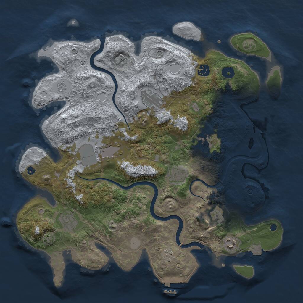 Rust Map: Procedural Map, Size: 3700, Seed: 1163, 14 Monuments