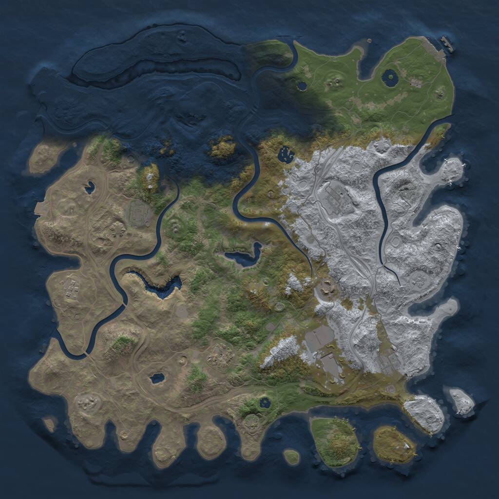 Rust Map: Procedural Map, Size: 4500, Seed: 447489, 14 Monuments